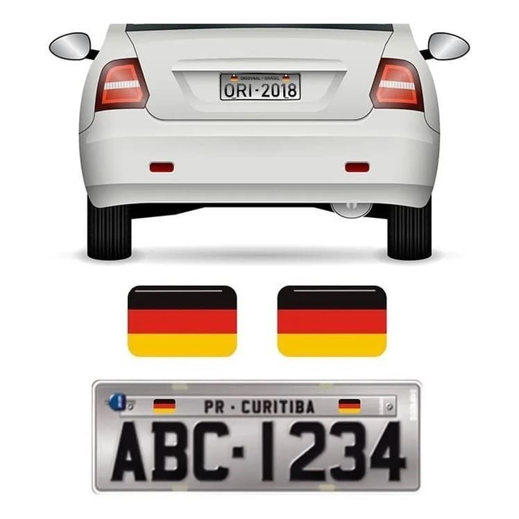 Par De Emblemas Adesivo Resinado Bandeira Alemanha Para Placa Carro / Moto