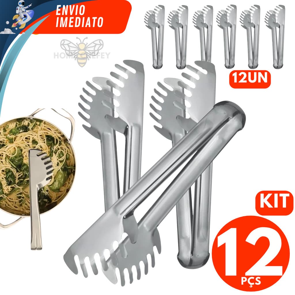Jogo 12 Pçs Pegador Premium de Macarrão em Aço Salada Massas Churrasco Massas Para Cozinha Multiuso Utensílios Qualidade