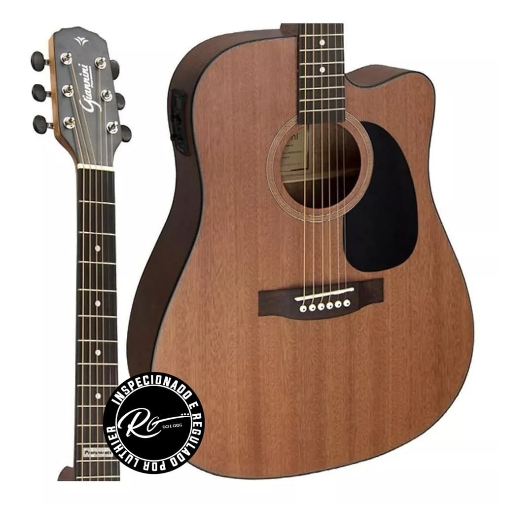 VIOLÃO ACÚSTICO GIANNINI PERFORMANCE GF-1D CEQ WS SAPELE