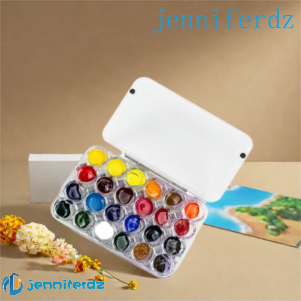 AJENNIFER Mini Paleta De Aquarela , Bandeja De Tinta Transparente Vazia , Caixa Acrílica Selada Com 24 Grades