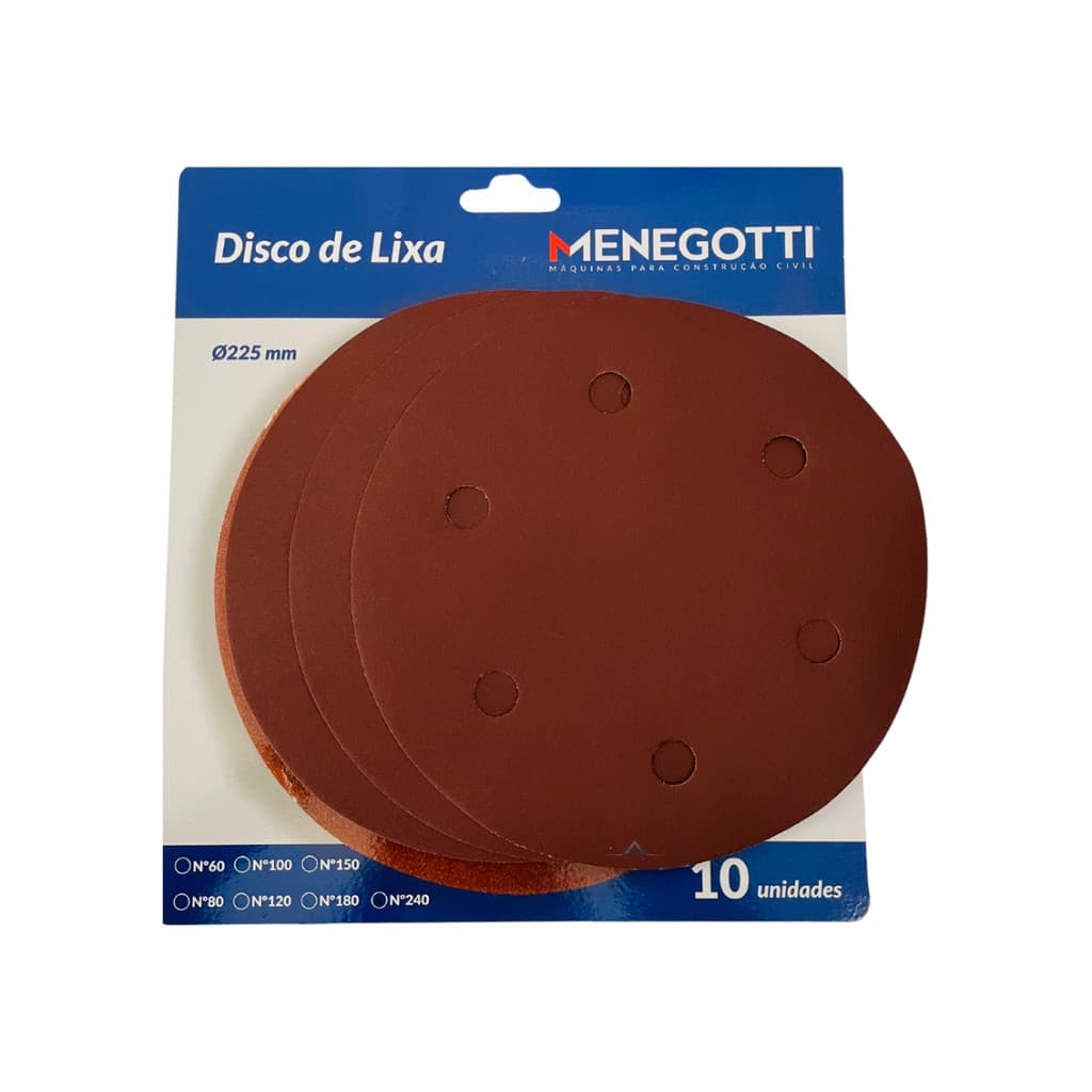 Kit 10 Lixas Para Lixadeira De Parede 225mm 6 furos Gramatura 180 - Lixadeiras MLP 750 LED e 710H