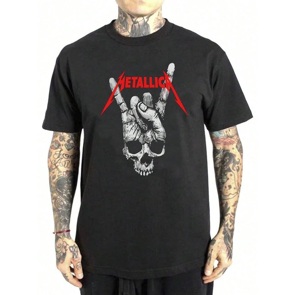 Camiseta Banda Metalica Rock Internacional Skull Hardcore Tour Camisa Unissex Masculino Feminino Plus Size Streetwear