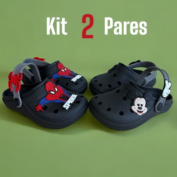 Kit 2 Pares Babuche Personagem Infantil Menino Leve Macia Antiderrapante Promoção