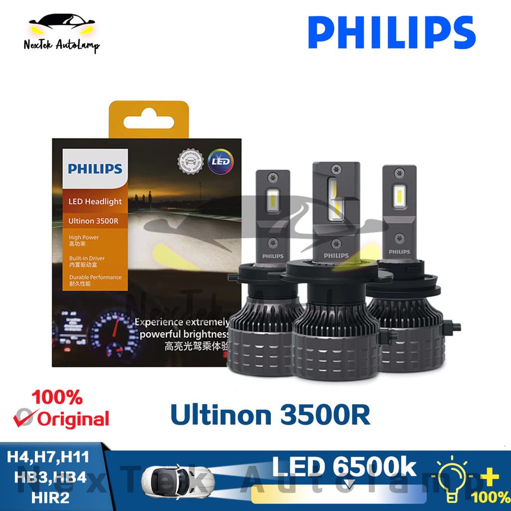 Philips Ultinon 3500R LED H4 H7 H11 HB3 HB4 HIR2 30W 2600LM 6500K Luz Branca De Alta Potência Lâmpadas De Farol De Carro