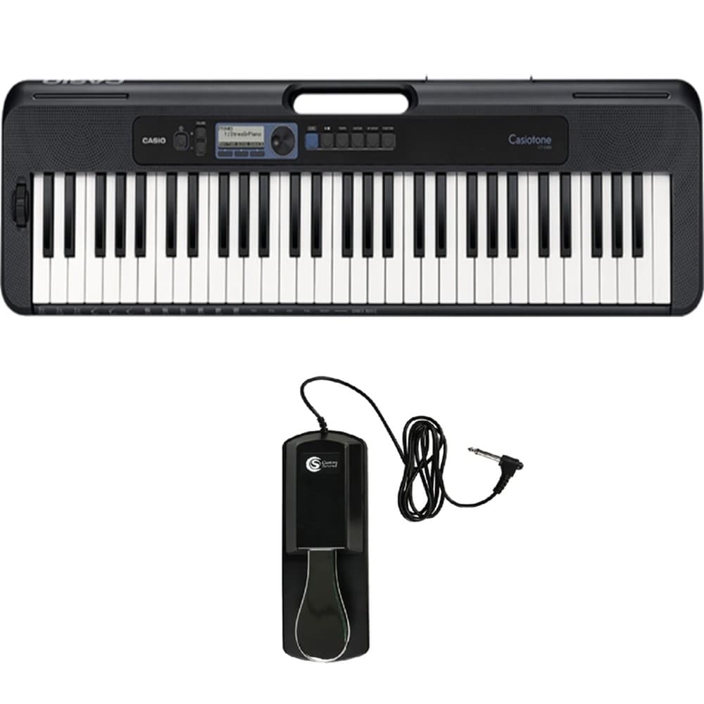 TECLADO MUSICAL CASIO CASIOTONE CTS300 BK BASICO DIGITAL + PEDAL SUSTAIN TECLADO CUSTOM SOUND CPS10 PRETA
