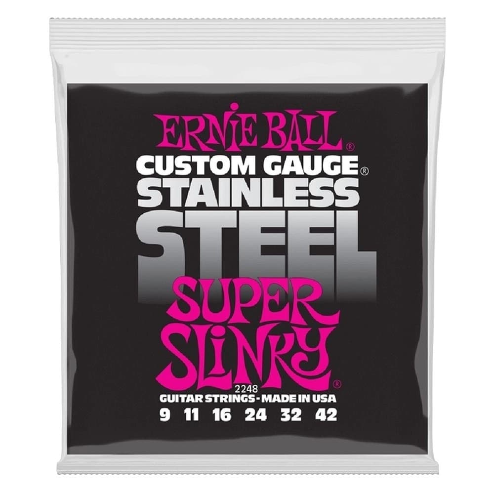 ENCORDOAMENTO ERNIE BALL P/GUITARRA 009-042 REGULAR SLINKY STAINLESS STELL AÇO INOXIDAVEL P02248 H-6