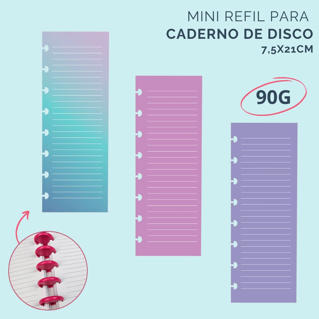 Mini Refil para Caderno de Disco (Caderno Inteligente) - A5 | Colegial | Universitário