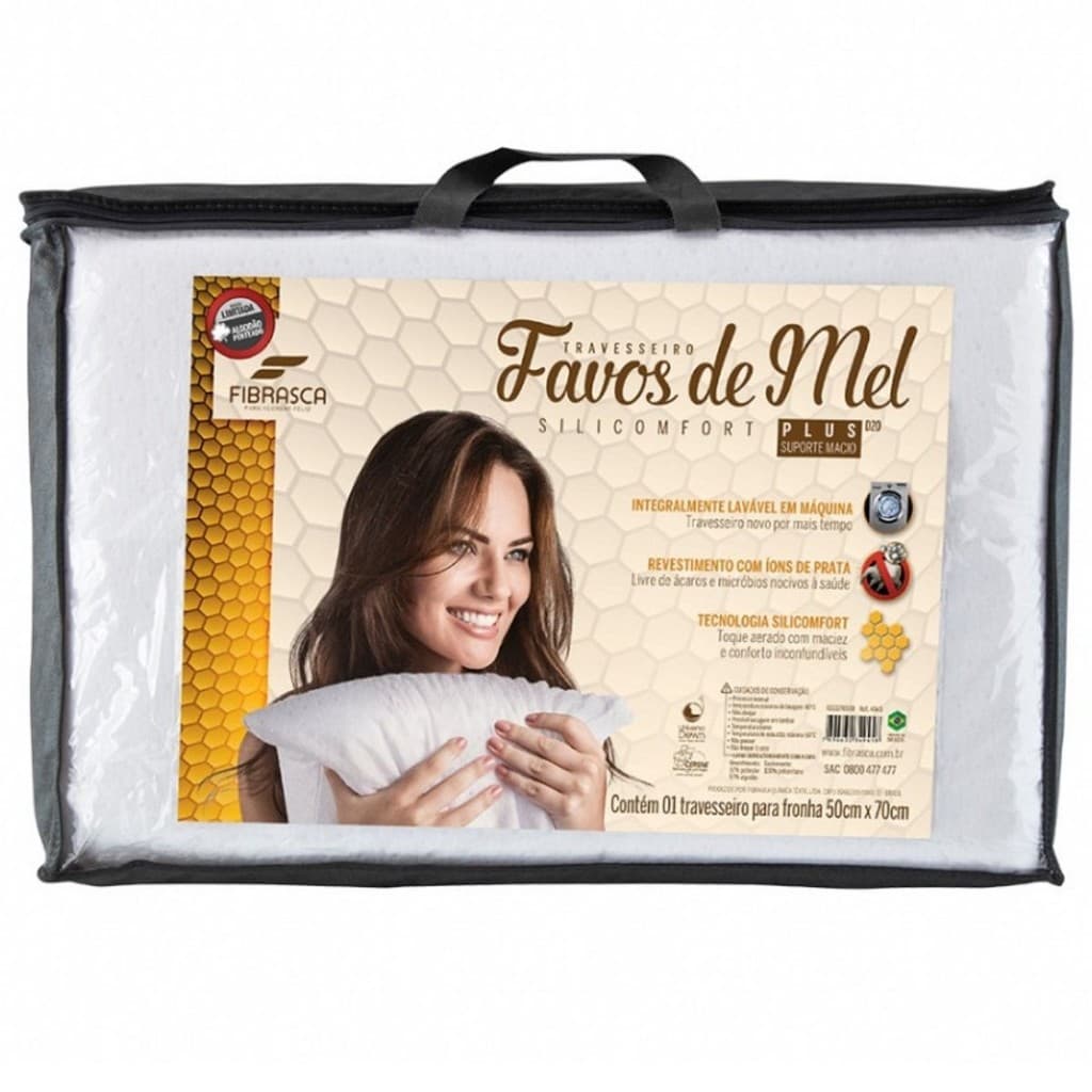 Travesseiro Favos de Mel Suporte Macio Fibrasca