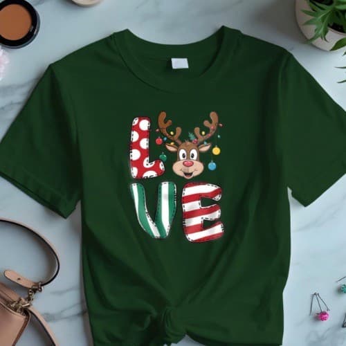 Camiseta Feminina Estampada Love Natal Rena **ENVIO RAPIDO**