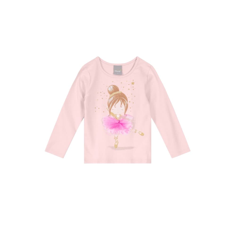 Camiseta em cotton bailarina infantil menina