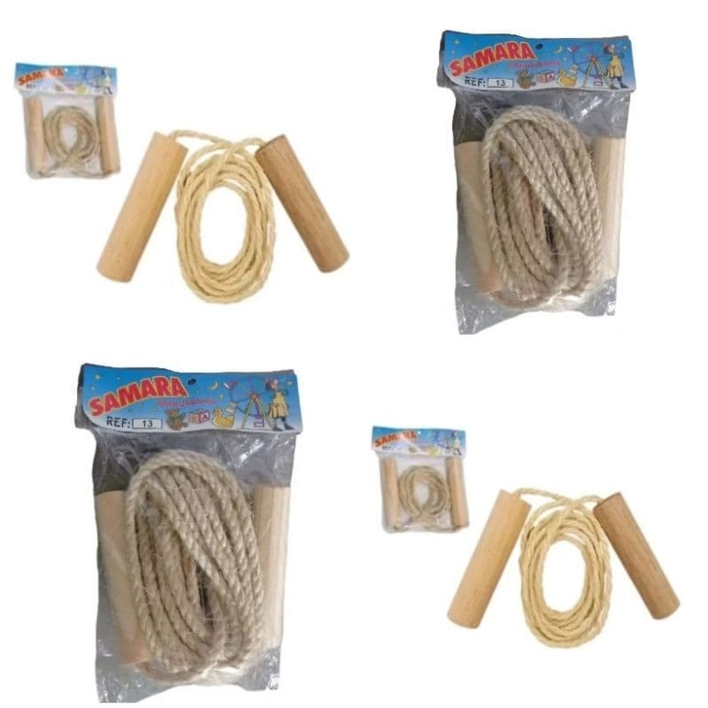 kit 30 brinquedos sendo 25 Pula Corda GRANDE  sisal Brinquedo Infantil 5.0 metros+5 Pula Corda CABO DE MADEIRA E sisal