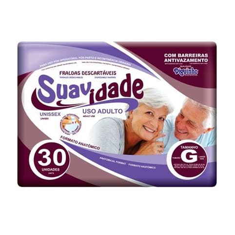 FRALDA GERIÁTRICA SUAVIDADE UNISSEX G C/30 UNIDADES 70 Á 90 KG