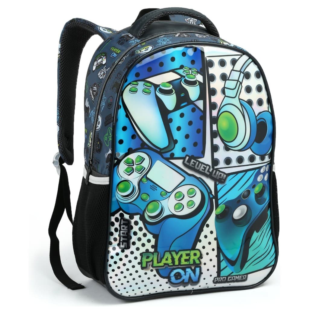 Mochila De Costas 17" Gamer Play Meninos Escolar Passeio