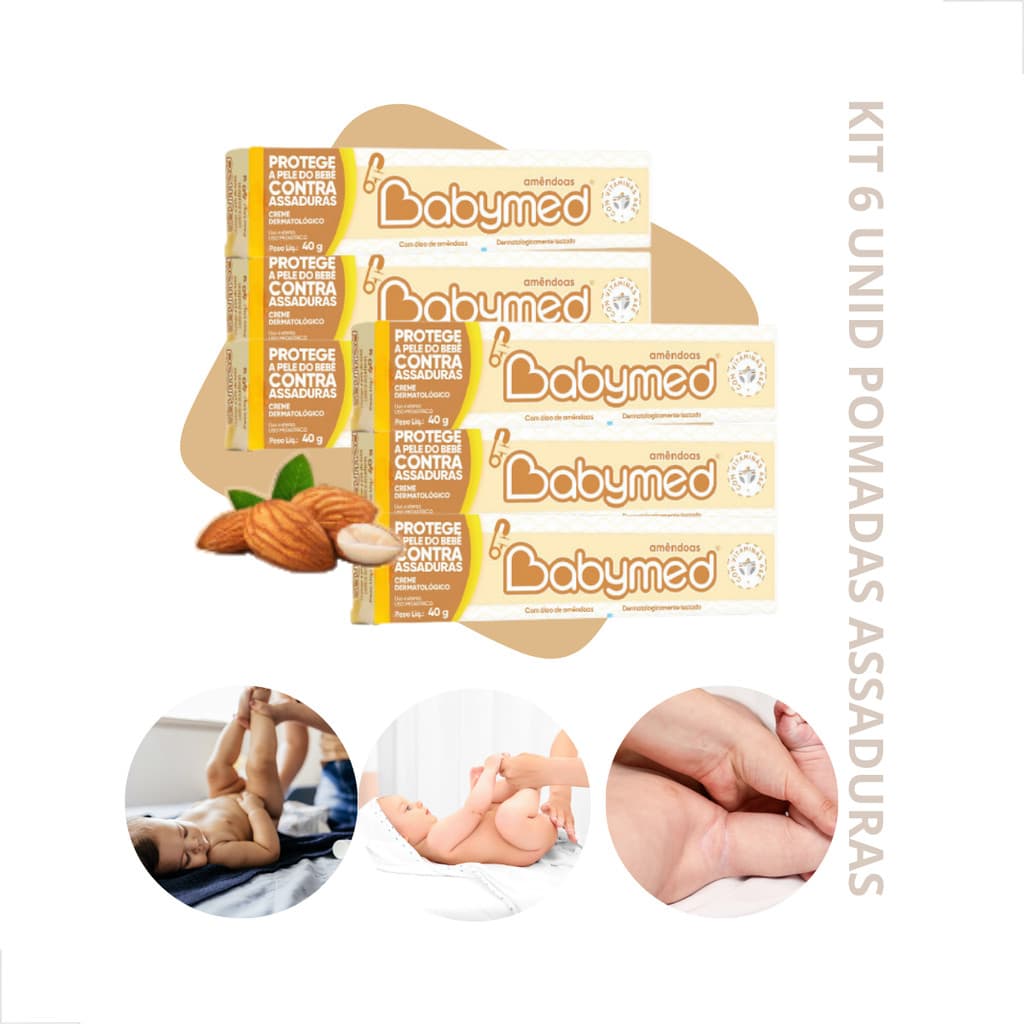 Kit 6 Babymed Pomada Para Assaduras Bebê Rn Cimed 40g Cuidado Bebê RN Infantil