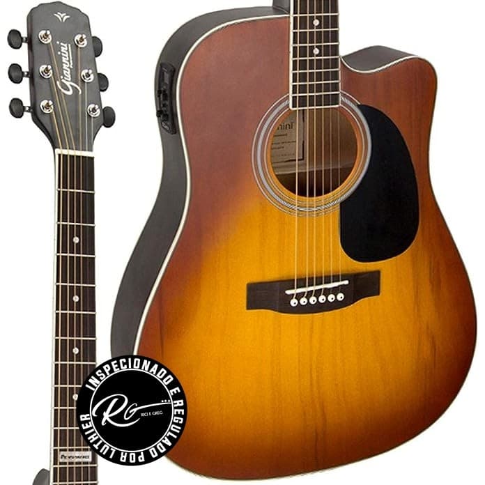 VIOLÃO ACÚSTICO GIANNINI GF-1D CEQ HB  AGATHIS VERNIZ FOSCO
