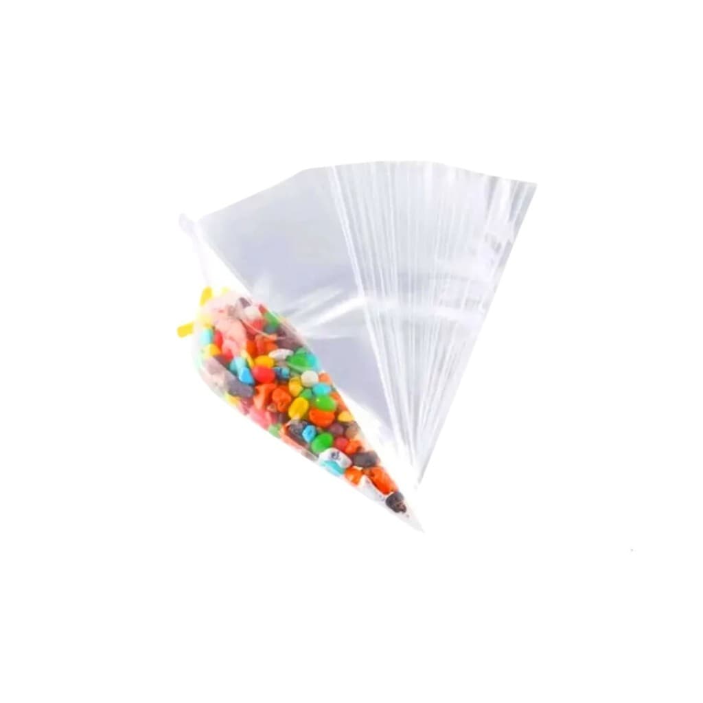 Saquinho Plástico Cone Transparente 10cm x 15cm com 50 Unidades Albano