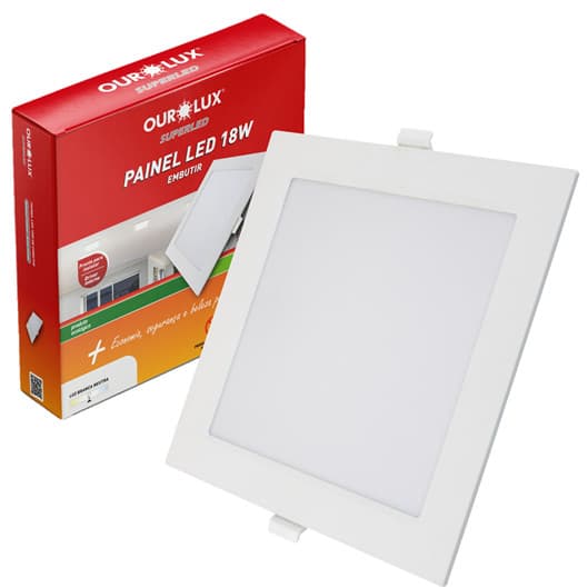 Kit 10 Plafon Led Quadrado Embutir 18w Branco Neutro 4000k Econômica
