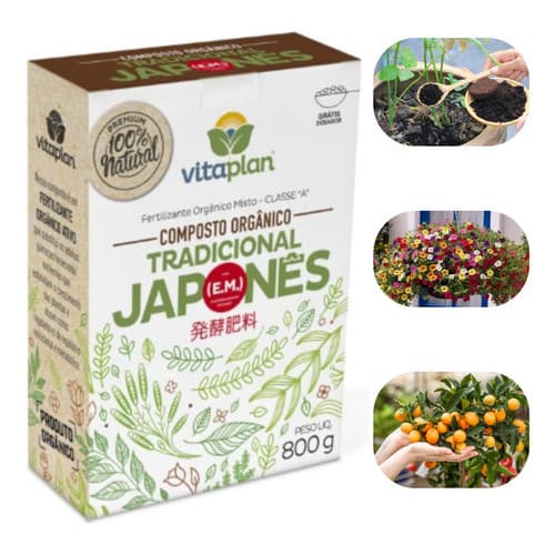 Fertilizante Adubo Organico Japones Bokashi Vitaplan 800g Para Todos Os Tipos de Plantas