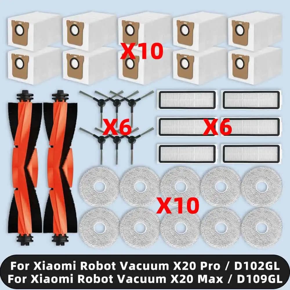 (Modelo compatível) Xiaomi robotic vacuum cleaner X20 Pro / X20 Max / D102GL / D109GL main brush edge brush filter cloth