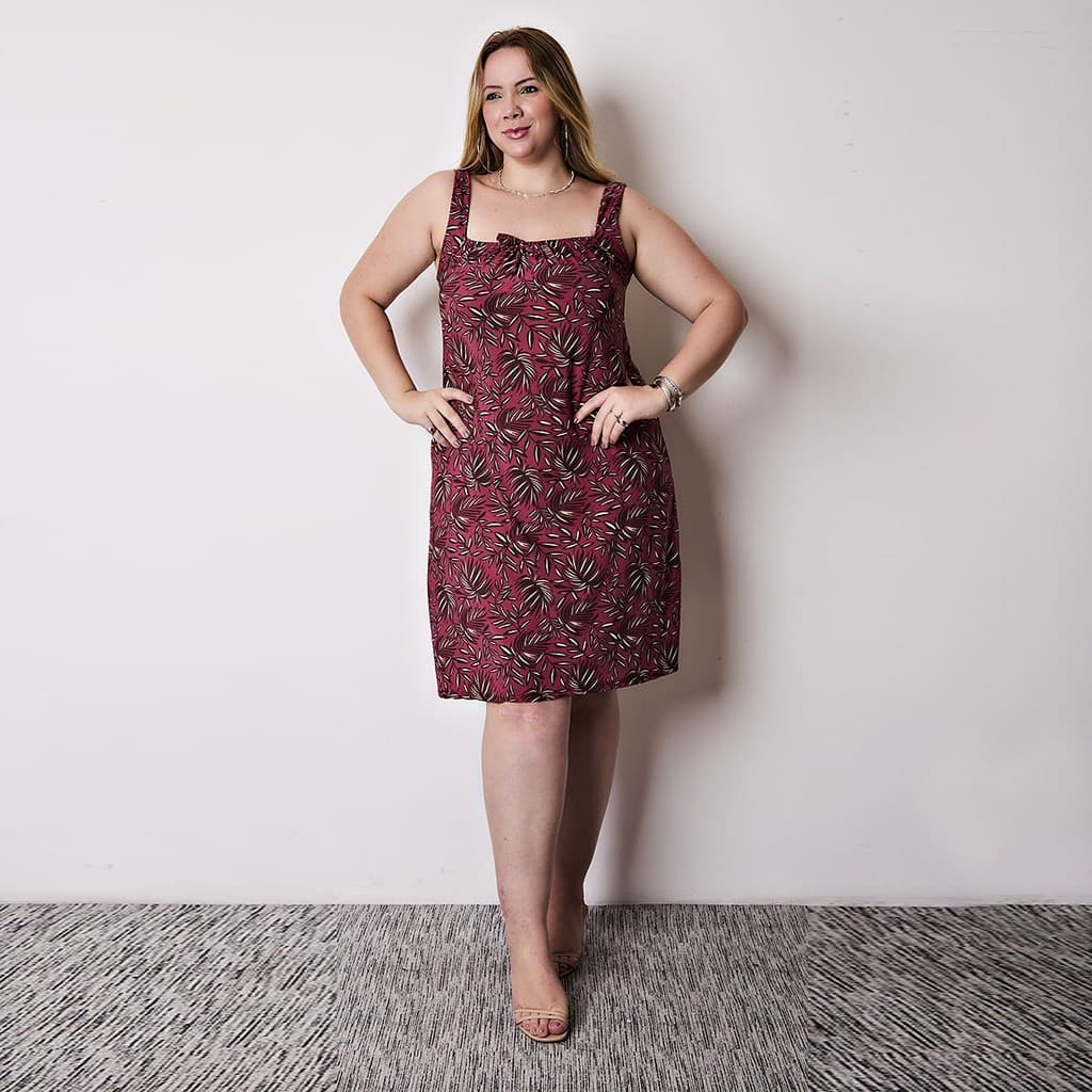 Vestido Plus Size Alcinha Estampado em Liganete Leve Soltinho e Confortável Casual e Dia a Dia
