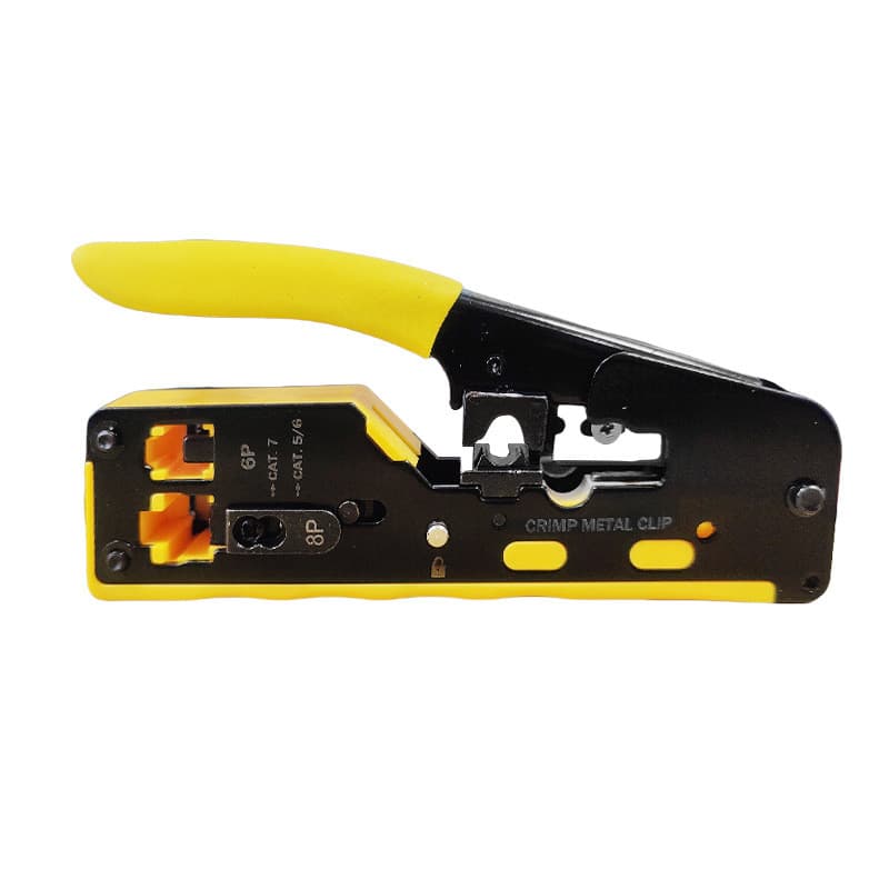 Alicate de crimpagem de fiação multifuncional, cabeça de cristal, fio de telefone, alicate de cabo de rede