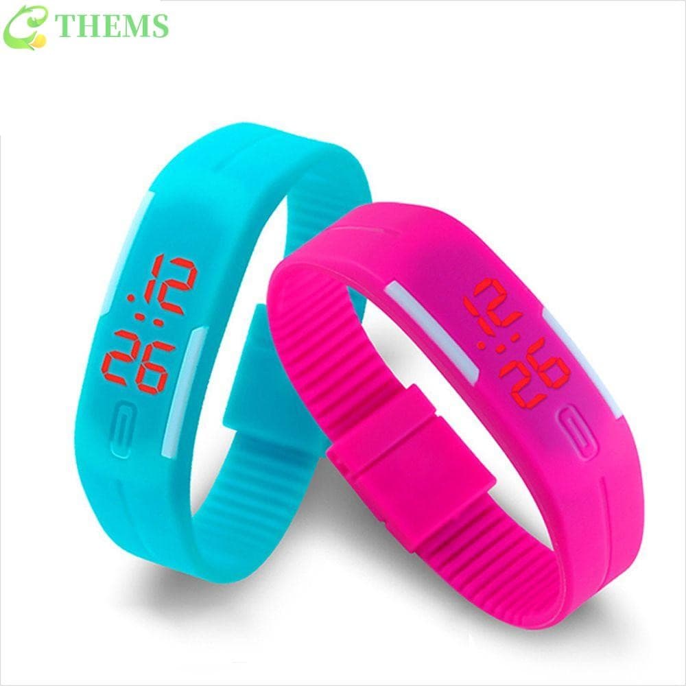 THEMS Relógios De Pulso Esportivos Unissex Cor Doce Pulseira De Silicone Ao Ar Livre LED Relógio Touch