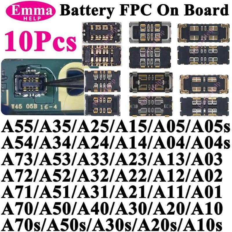 10 Pçs Bateria FPC Conector Clipe Flexível Para Samsung A55 A35 A06 A15 A54 A34 A53 A23 A13 A14 A52 A32 A12 A52s A30s A7