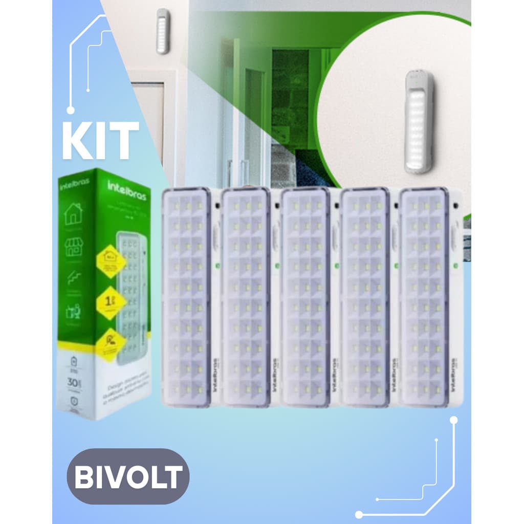 Kit 5 Lâmpada luminária de emergência Intelbras led LEA 31