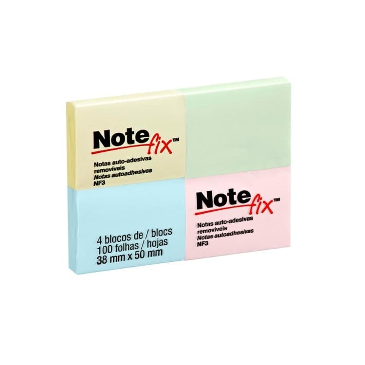 Bloco de Notas Pastel Note Fix 38X50 100F 4 Blocos 4 Cores 3M
