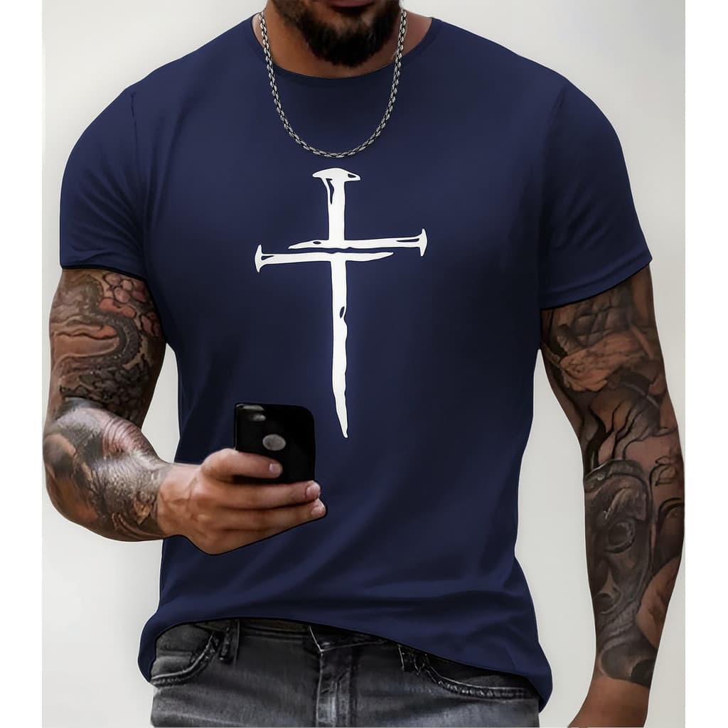 Camiseta Plus Size Jesus Cruz Fé Gospel Fit Algodão Premium
