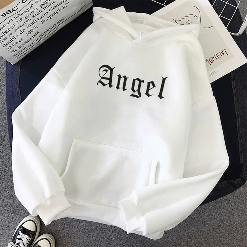 Moletom Feminino Angel Moletom Com bolso e Capuz Feminino Moletom Fofo