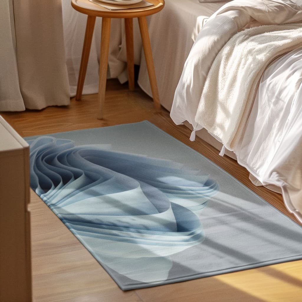 Tapete Decorativo Ondulação Branco 118x70cm Antiderrapante Sala, Quarto e Escritório