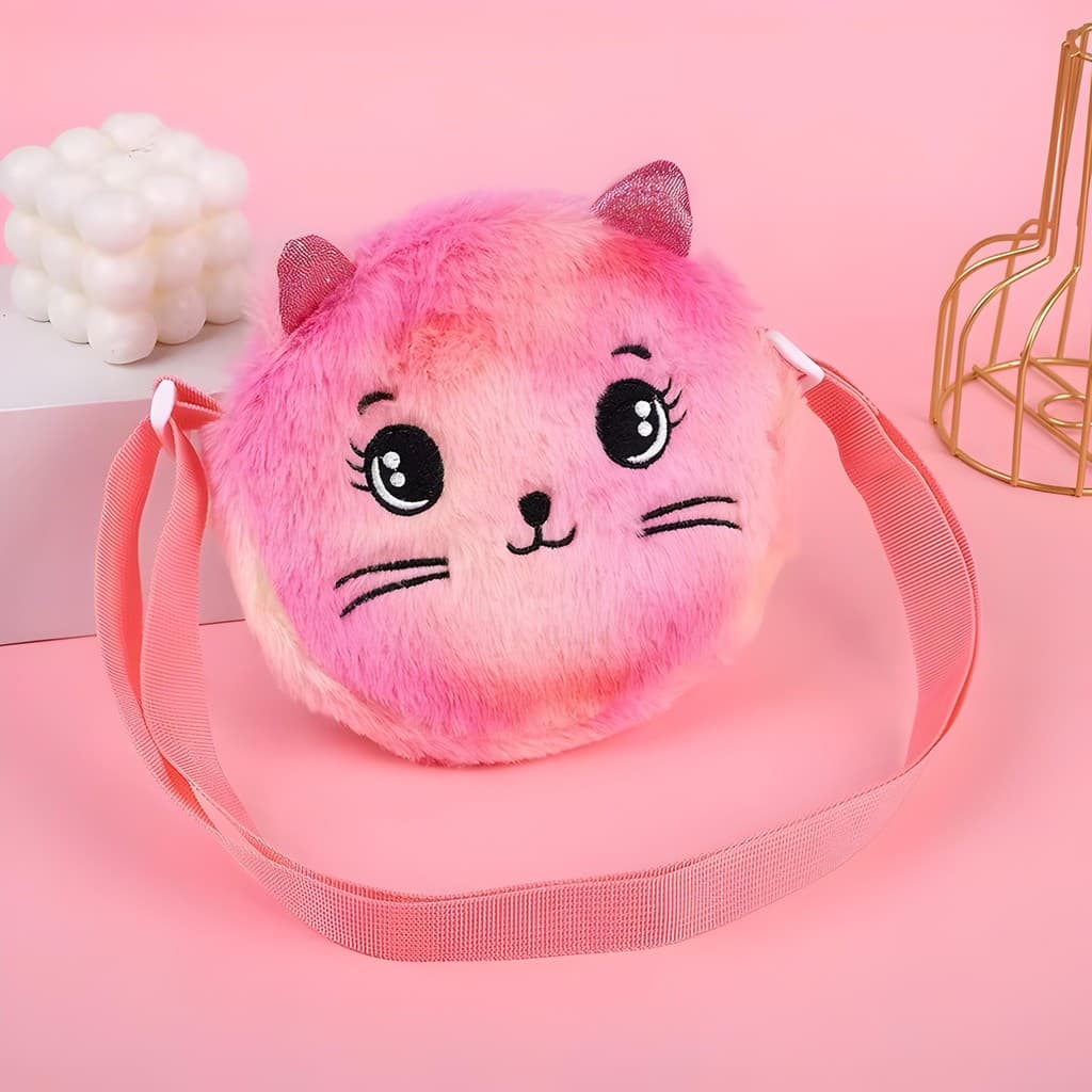 Bolsa Infantil Gatinho Fofo de Pelúcia C/ Alça Transversal BL-007