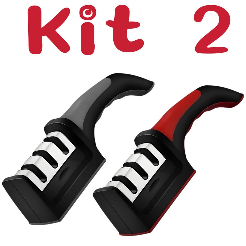 Kit 2 Afiador de facas profissional de aço inoxidável nível 3 Afiador de facas de cozinha