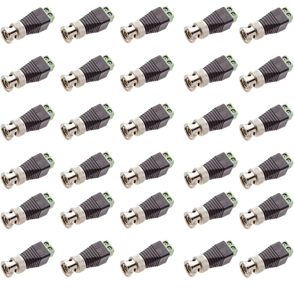 Kit 30 Conector Bnc Macho Com Borne Para Cftv DVR CAMERA