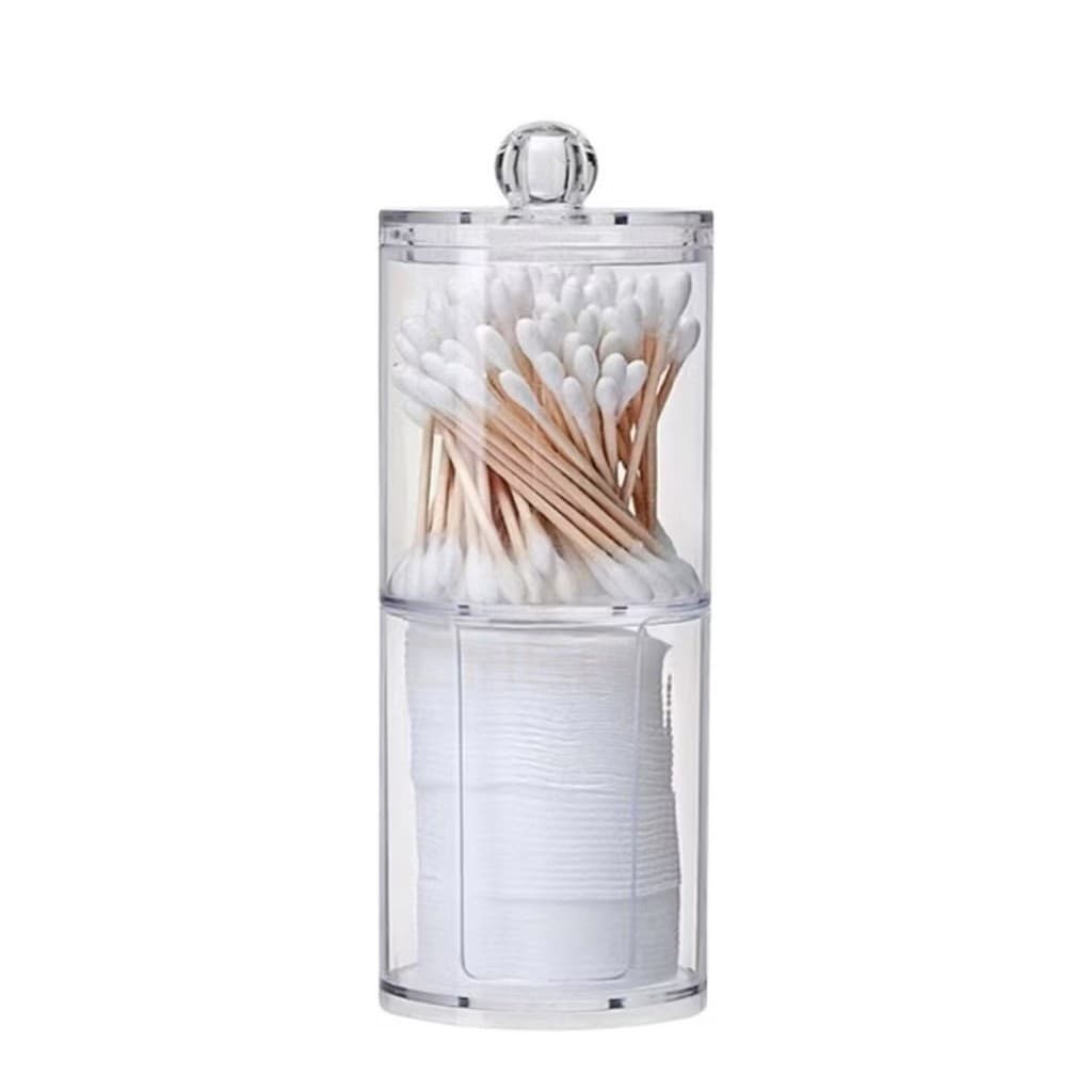 Organizador Porta Algodão E Cotonete 2 Em 1 Acrílico Higiene Banheiro Linha Premium!