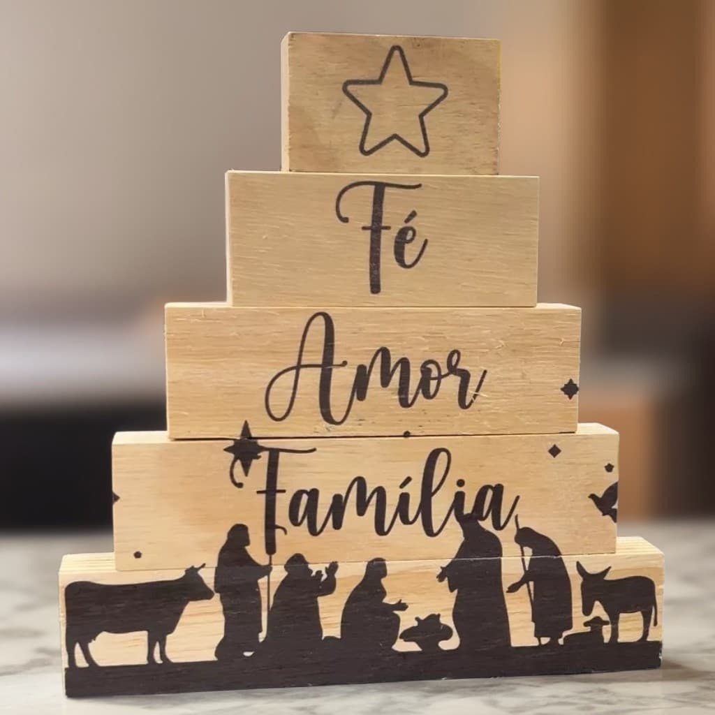Árvore Natal Em Madeira Decoração Natalina Presépio De Mesa