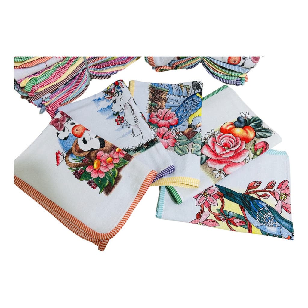 Pano De Prato Atacado Vies Estampado Kit Com 5 Peças