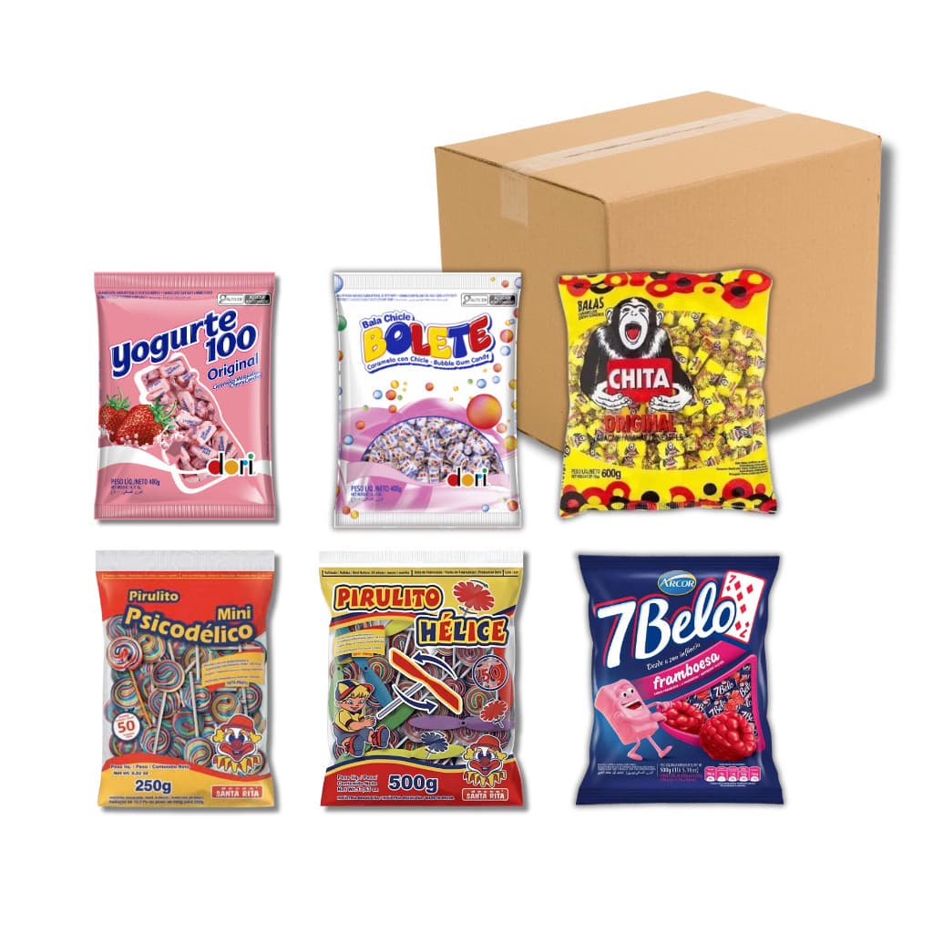 Kit 6 Pacotes Doces para Lembrancinhas de Aniversário Bala Pirulito Festa Atacado