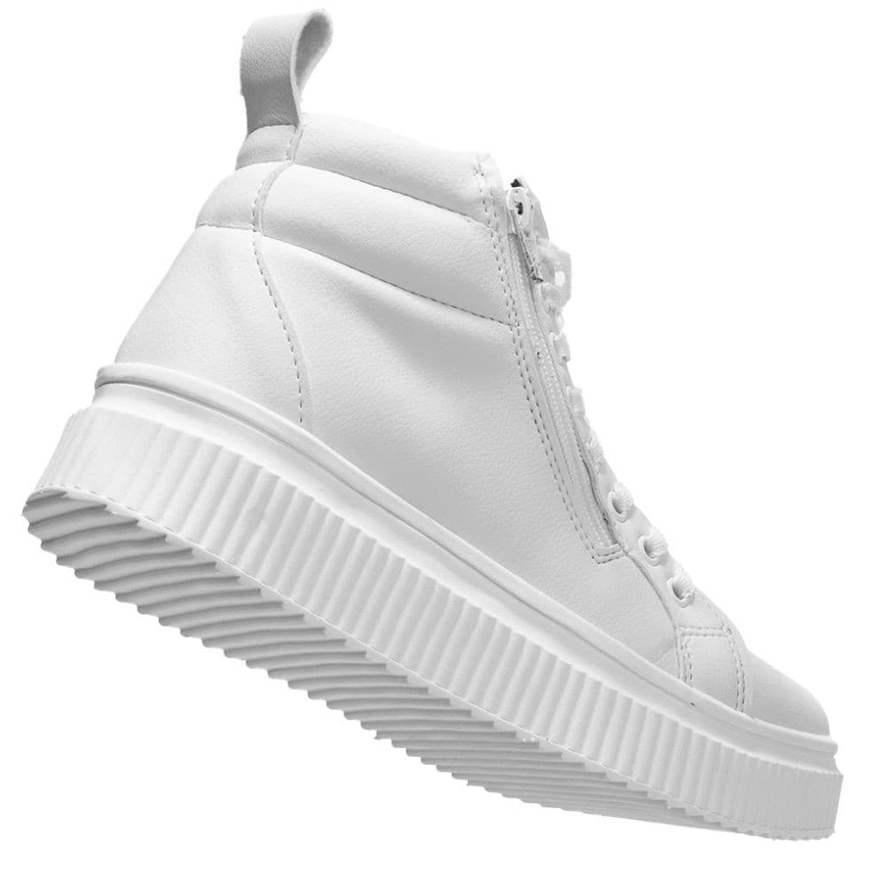 Tenis Feminino Branco Com Sola Alta Anti-Derrpante