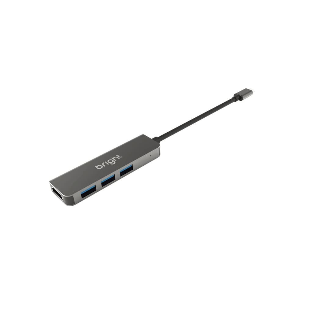 Hub Usb-C Com 3 Portas Usb 3.0 + Hdmi 4K Bright