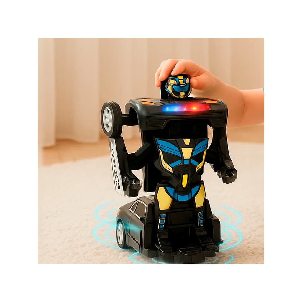 Carro Luz Led Sons Brinquedo 2 em 1 Carro Robô Sirene Interativo Infantíl