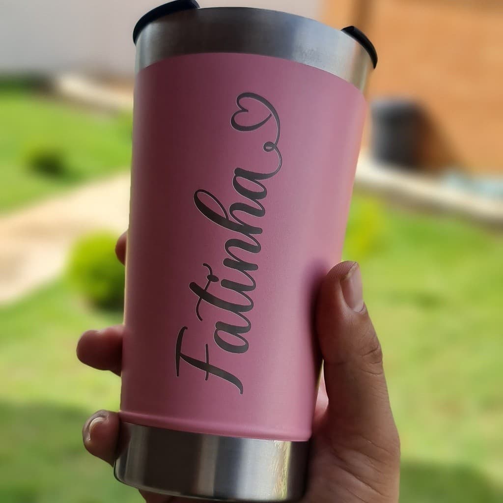 Copo  personalizado com seu NOME ou LOGO com tampa e abridor 473ml
