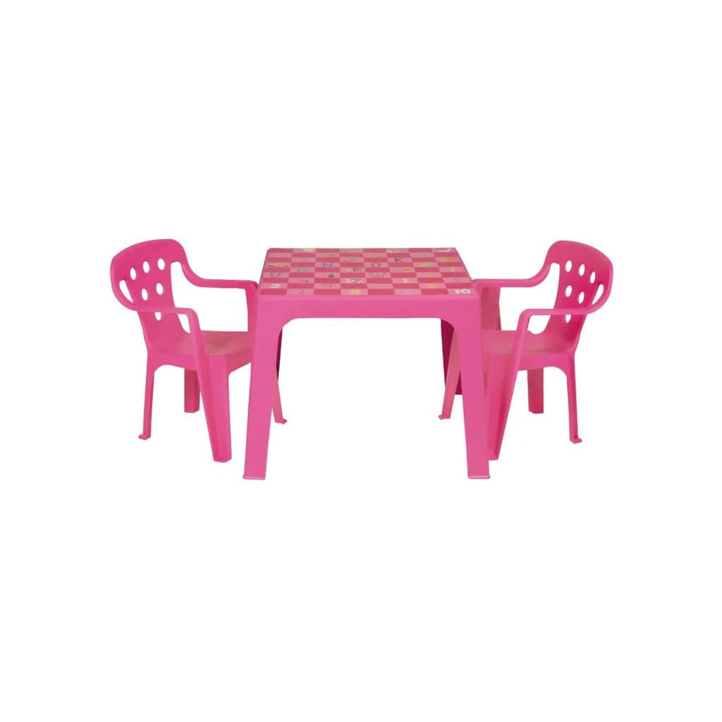 Kit Mesa Estampada +02 Poltronas Infantil Rosa Mor