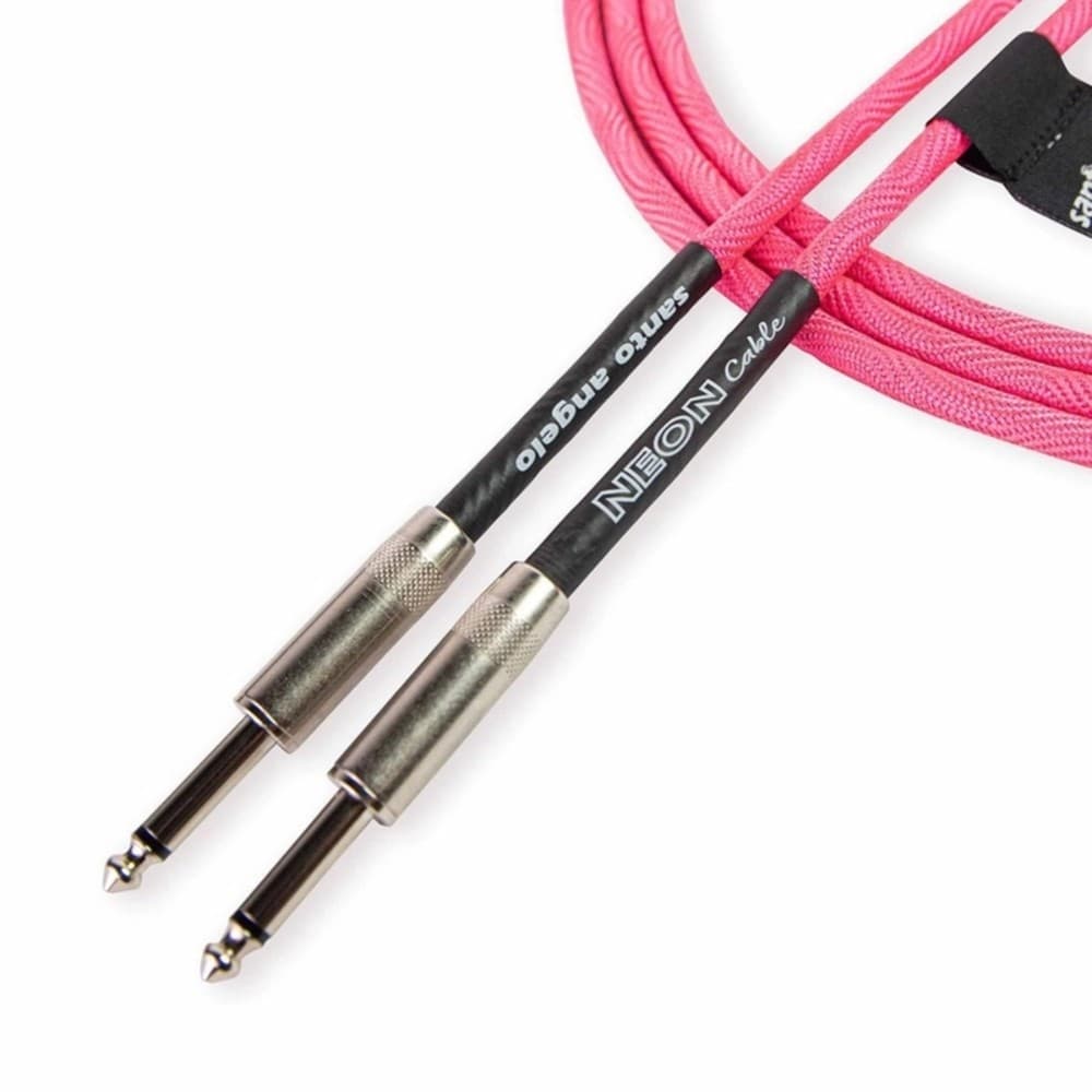 CABO SANTO ANGELO GUITARRA 0,50MM TX CONECTORES P10 X P10 NEON PINK 15FT