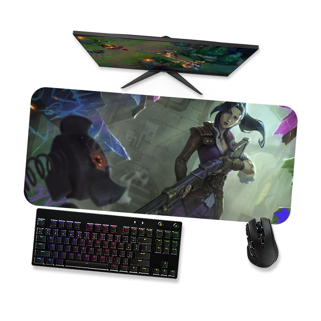 Mouse Pad Gamer Grande  LoL Arcane Caitlyn 3  LoL  90x40 80x40 60x40 70x30 45x40