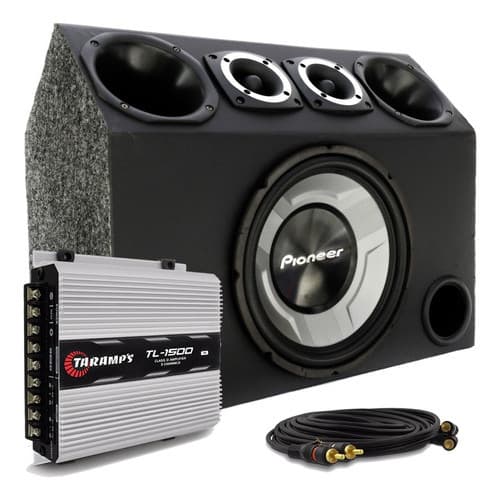 Caixa Trio Completa Sub 12 Pioneer + Modulo Taramps Tl 1500