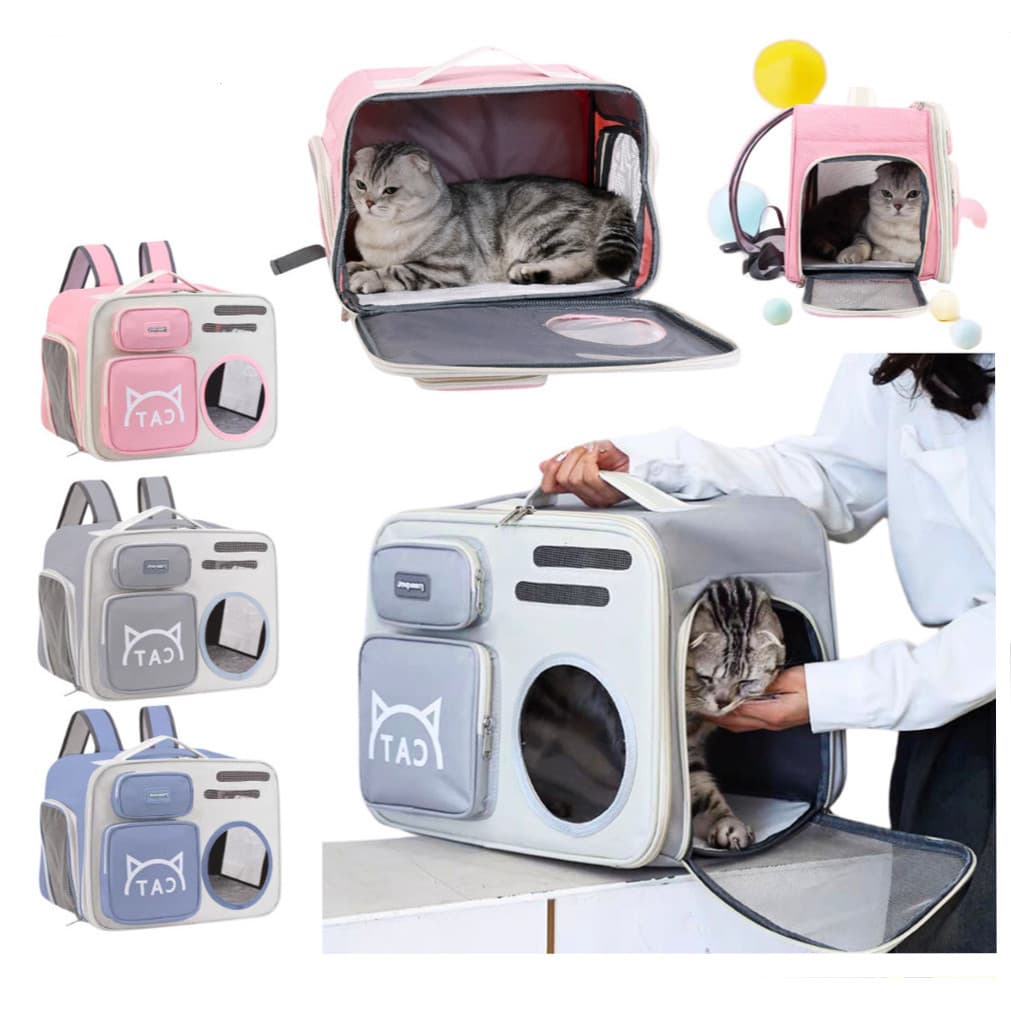 Bolsa Mochila Pet Para Gatos E Cachorros - Transporte Seguro E Confortável - Visão Panorâmica
