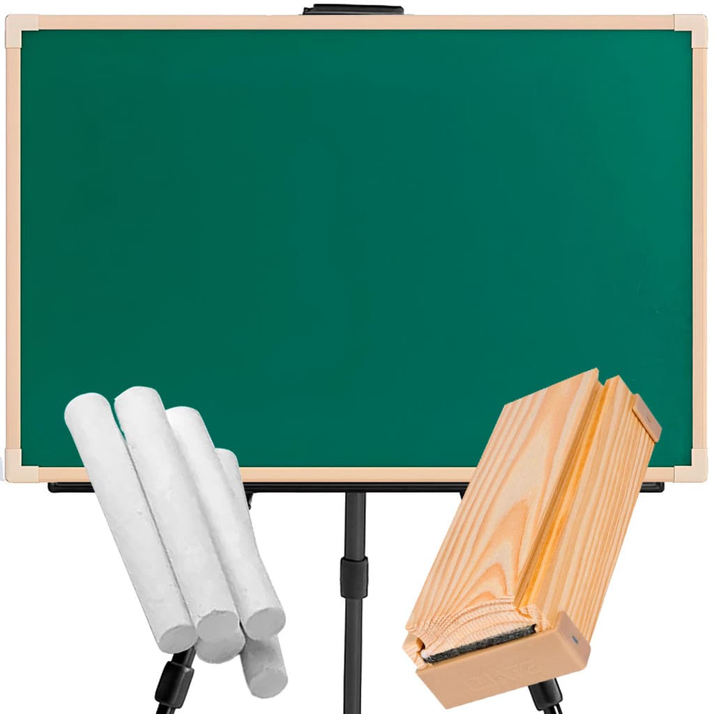 Lousa Verde Quadro Negro 100x70cm Anotação Com Suporte Cavalete Tripé Ajustável + Giz Apagador
