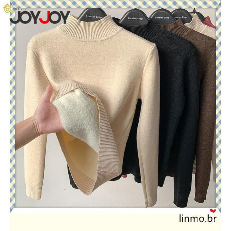 Joyjoy Inverno Outono E Inverno Novo Lã Engrossa Uma PeçA Camisola De PelúCia Meia-Gola Alta Das Mulheres Com Camis